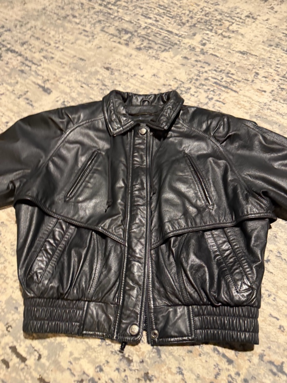 Vintage Wilsons Leather Black Cropped Leather Jacket XS Fits S/M Oversized 90s - Picture 11 of 14